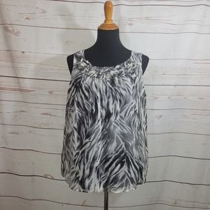 Talbots Women's Petite Zebra Print Silk Tank 14WP NWT